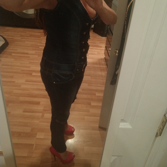 Denim stretch jumpsuit - Picture 4 of 10